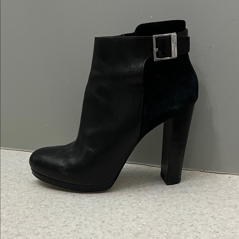 Michael Kors Black Ankle Booties with Silver Buckle